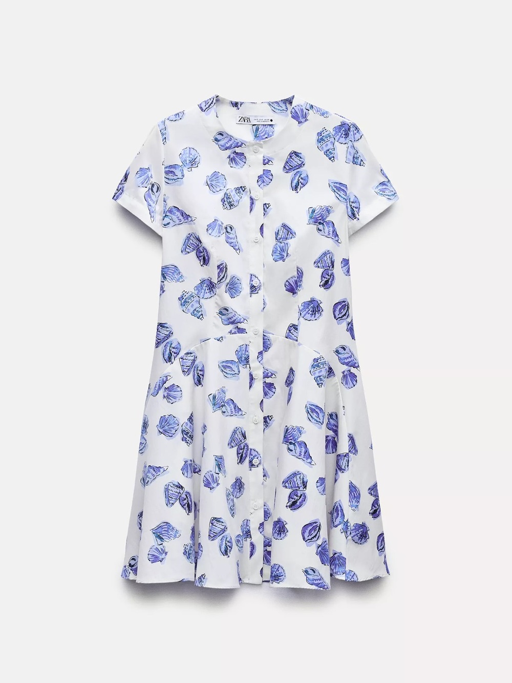 Zara White Dress with Blue Floral Print